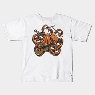 Octopus and Musical Instuments Kids T-Shirt